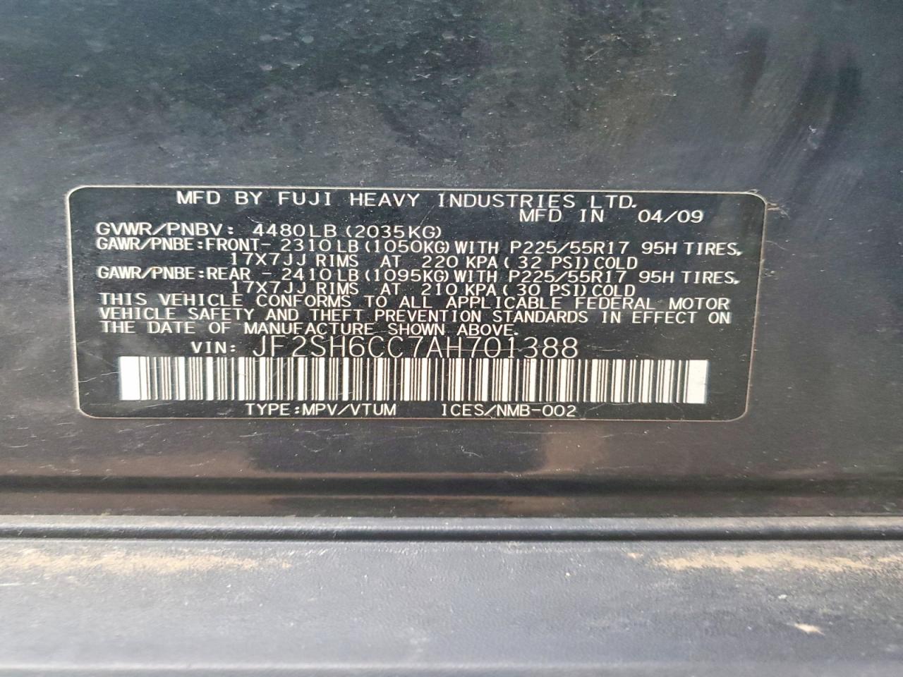 2010 SUBARU FORESTER 2.5X PREMIUM photo 12