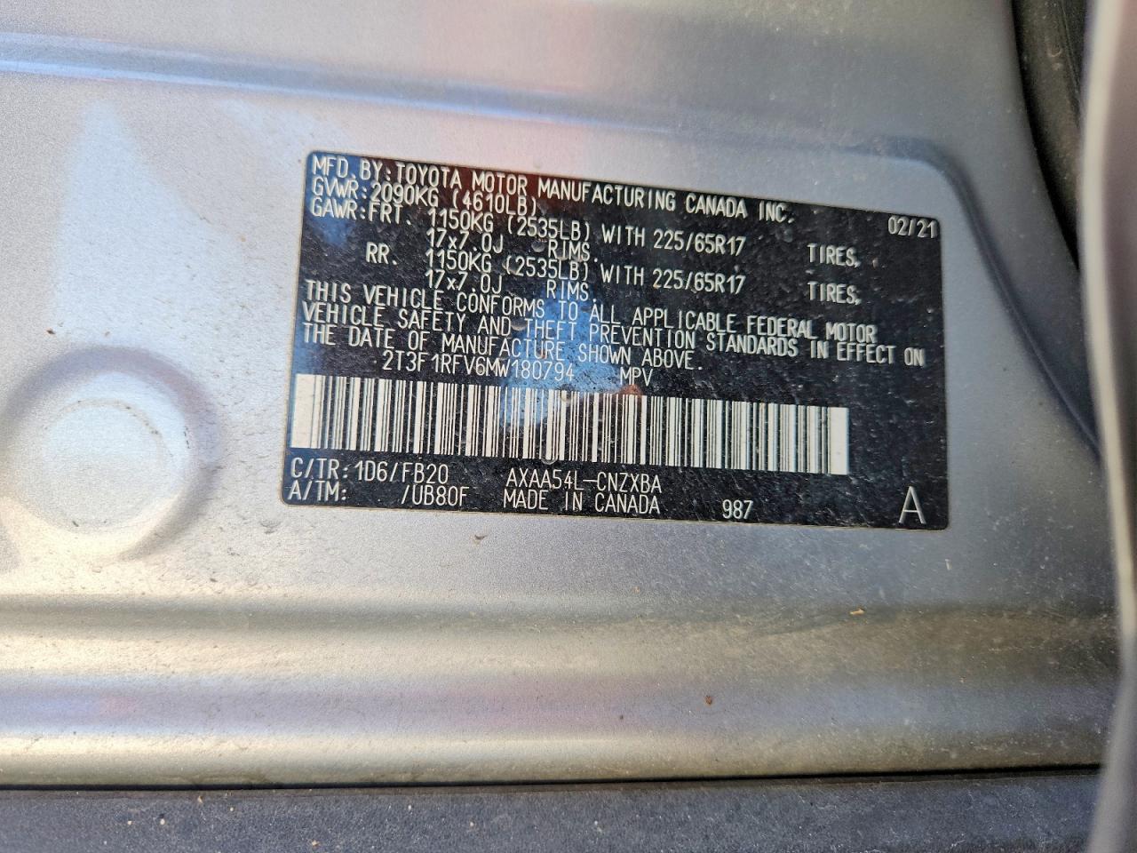 2021 TOYOTA RAV4 LE photo 27