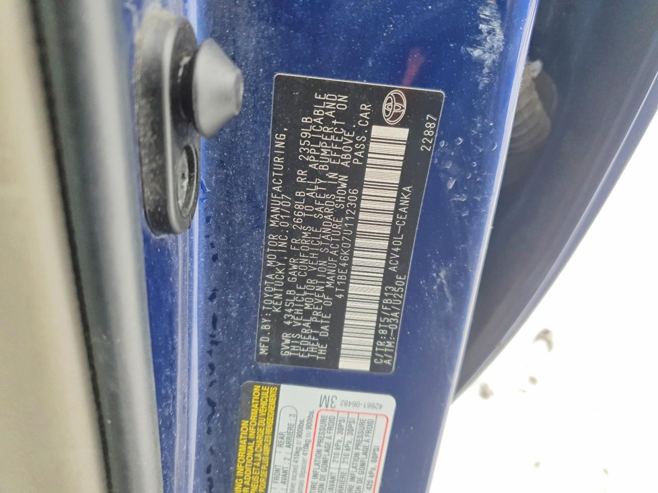2007 TOYOTA CAMRY photo 12