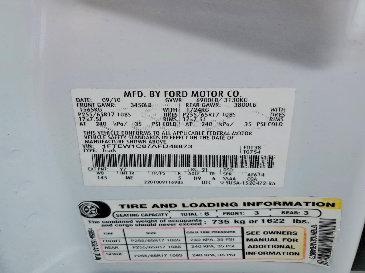 2010 FORD F150 SUPERCREW photo 34