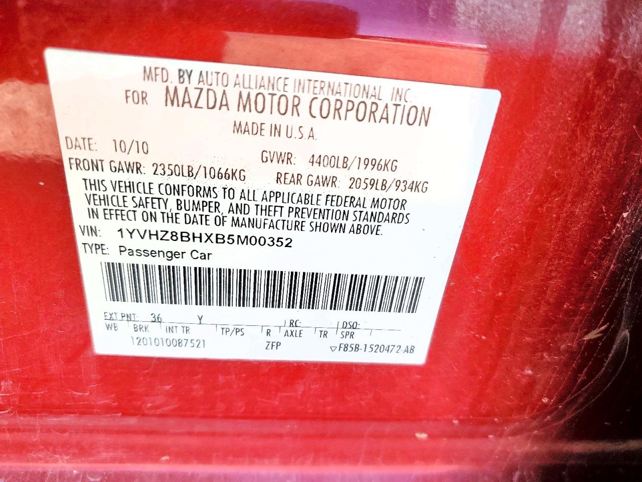 2011 MAZDA 6 I photo 34
