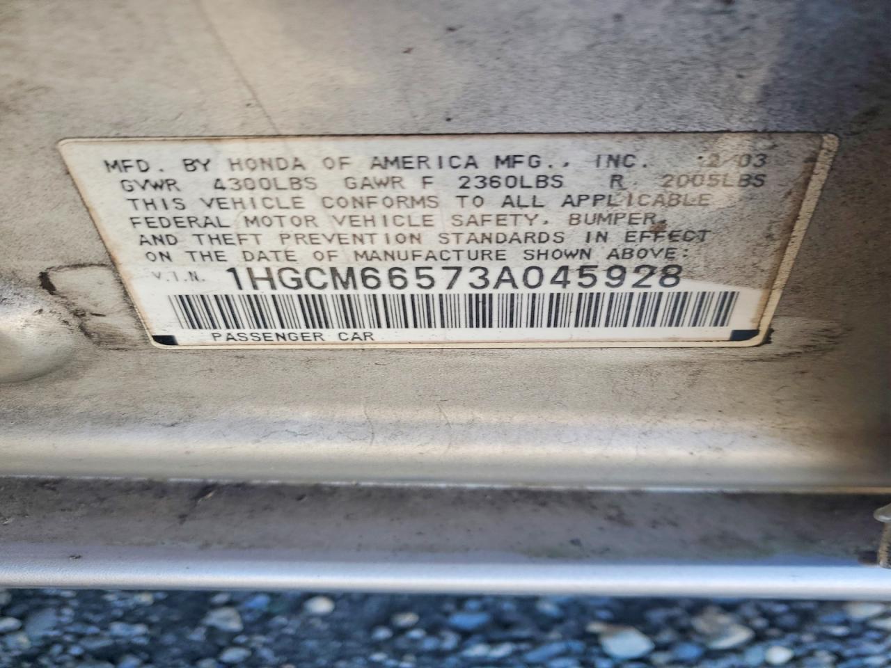 2003 HONDA ACCORD EX photo 12