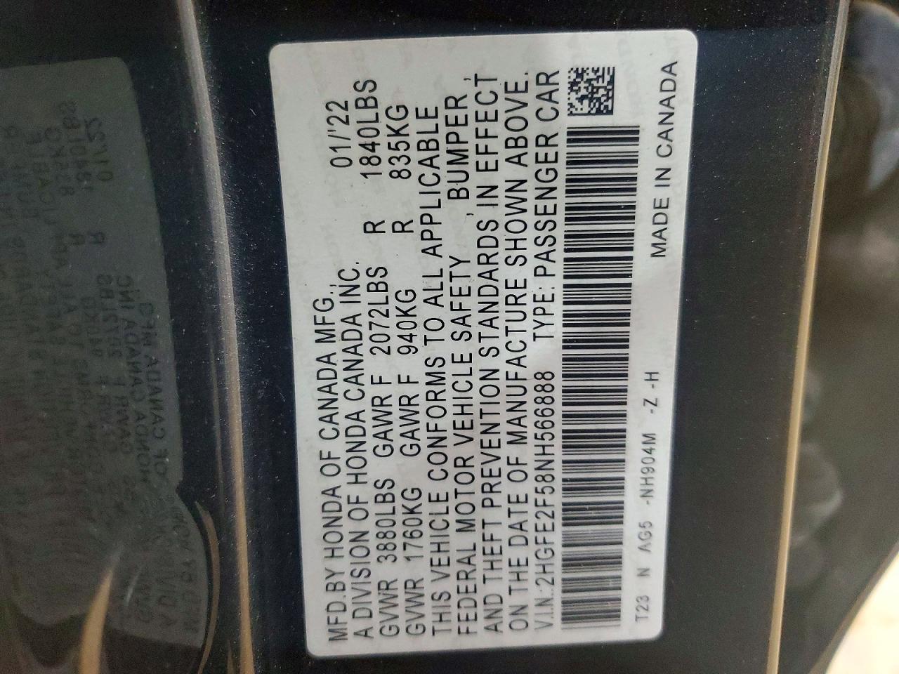 2022 HONDA CIVIC SPORT photo 12