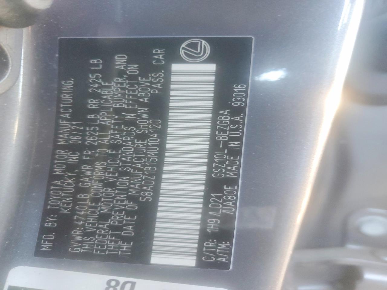 2021 LEXUS ES 350 BASE photo 23