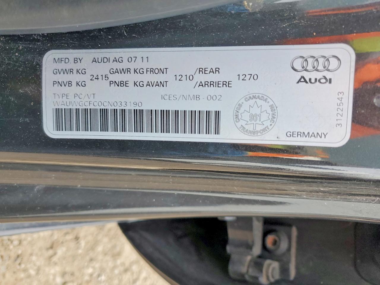 2012 AUDI A7 PREMIUM photo 13