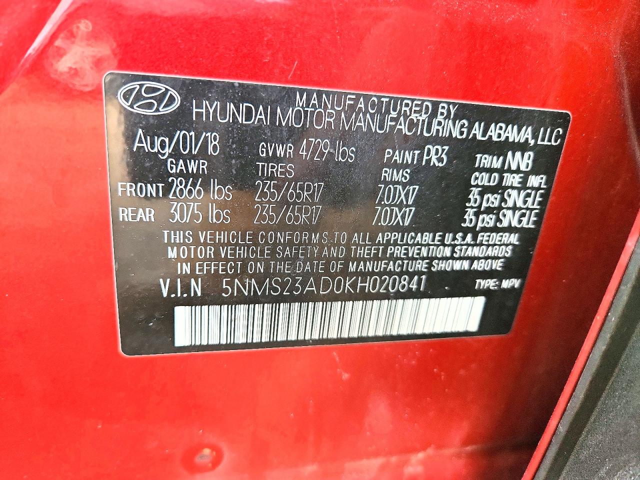 2019 HYUNDAI SANTA FE SE photo 23