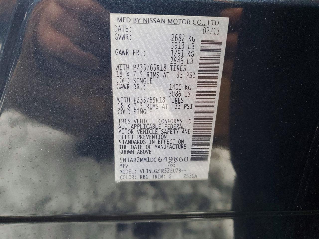 2013 NISSAN PATHFINDER S photo 13