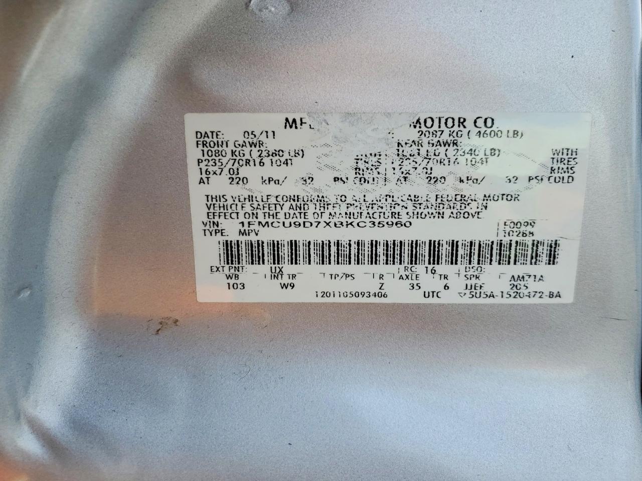 2011 FORD ESCAPE XLT photo 25