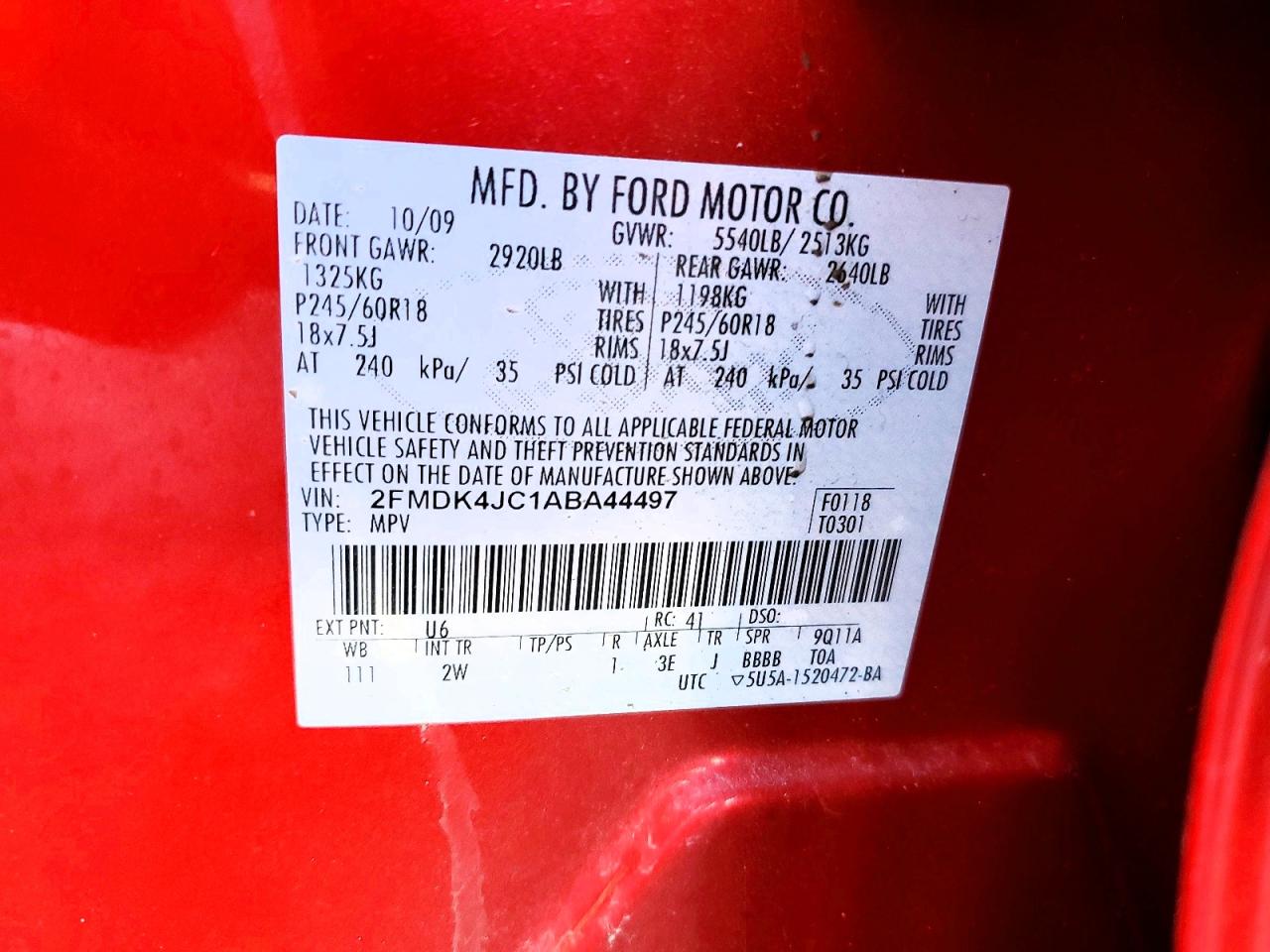 2010 FORD EDGE SEL photo 13