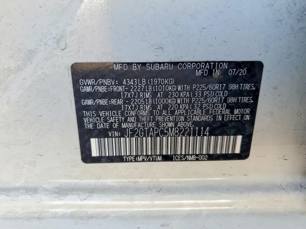 2021 SUBARU CROSSTREK PREMIUM photo 13
