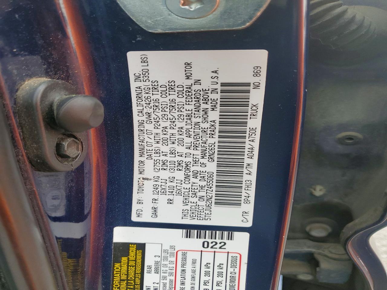 2007 TOYOTA TACOMA BASE photo 12