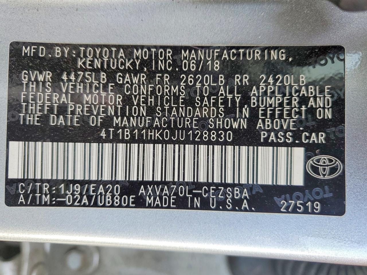 2018 TOYOTA CAMRY SE photo 25