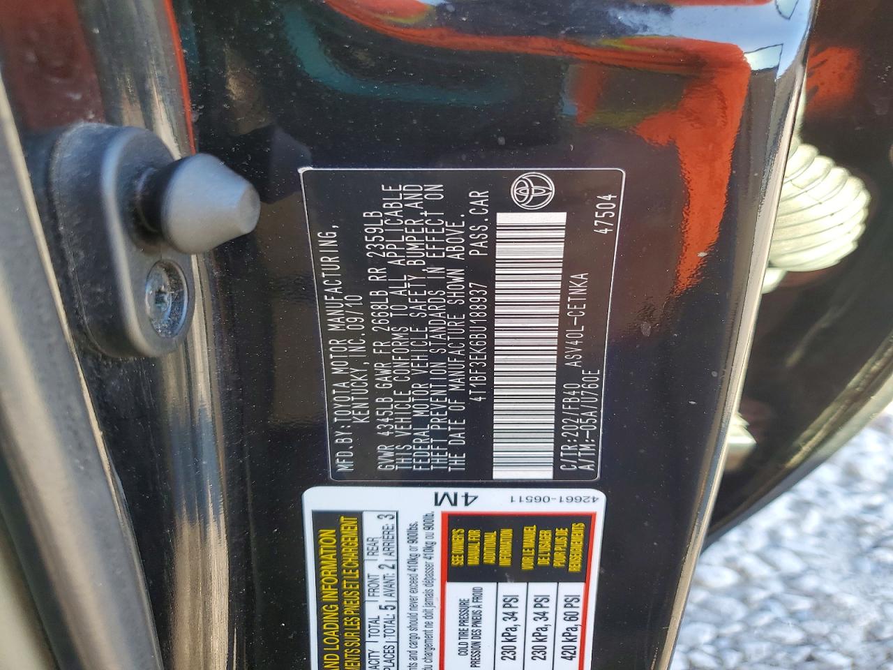 2011 TOYOTA CAMRY BASE photo 37