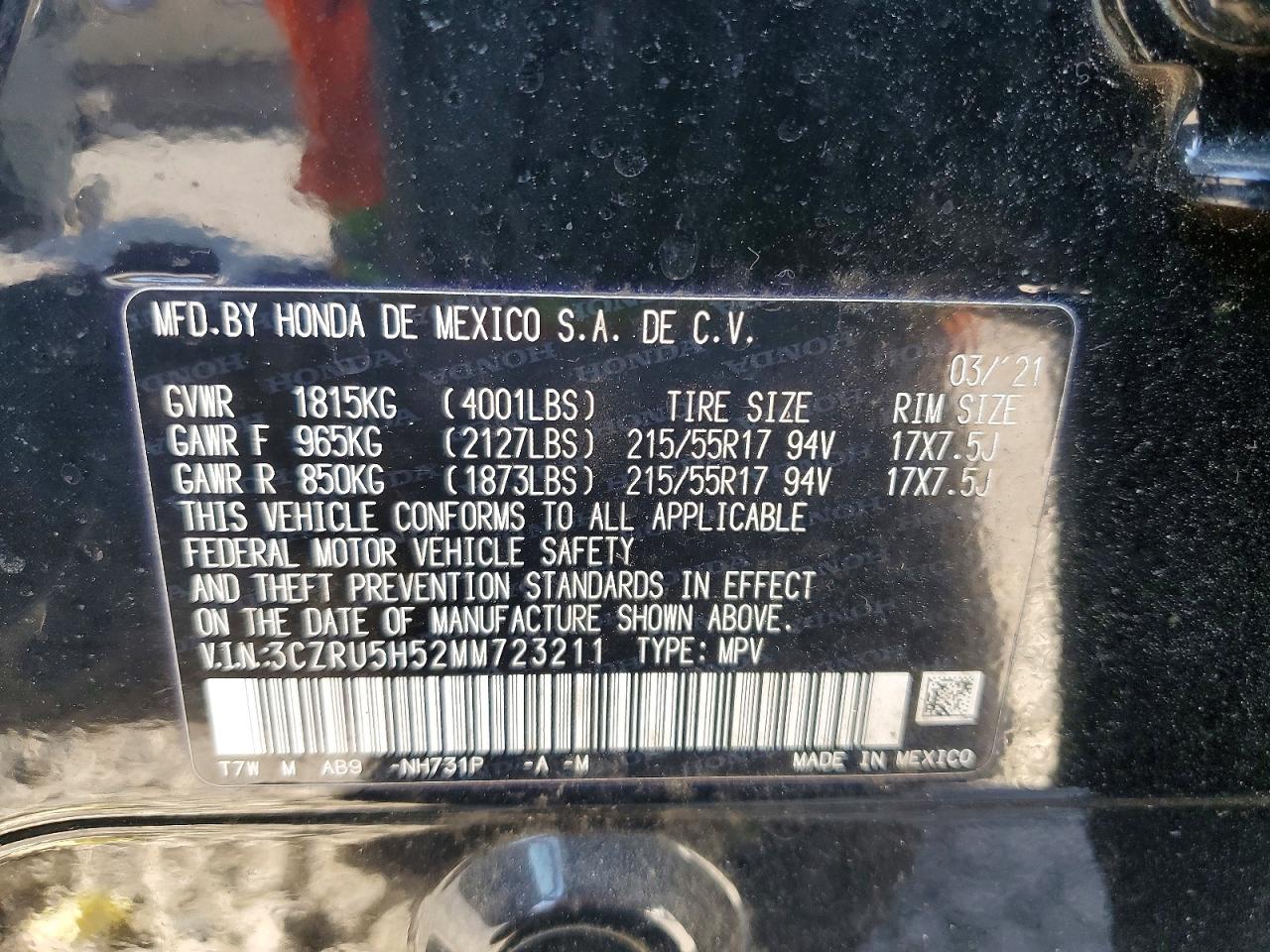 2021 HONDA HR-V EX photo 37