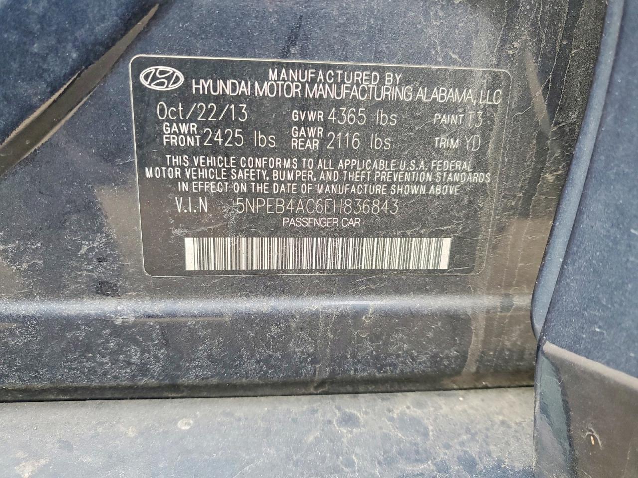 2014 HYUNDAI SONATA GLS photo 34