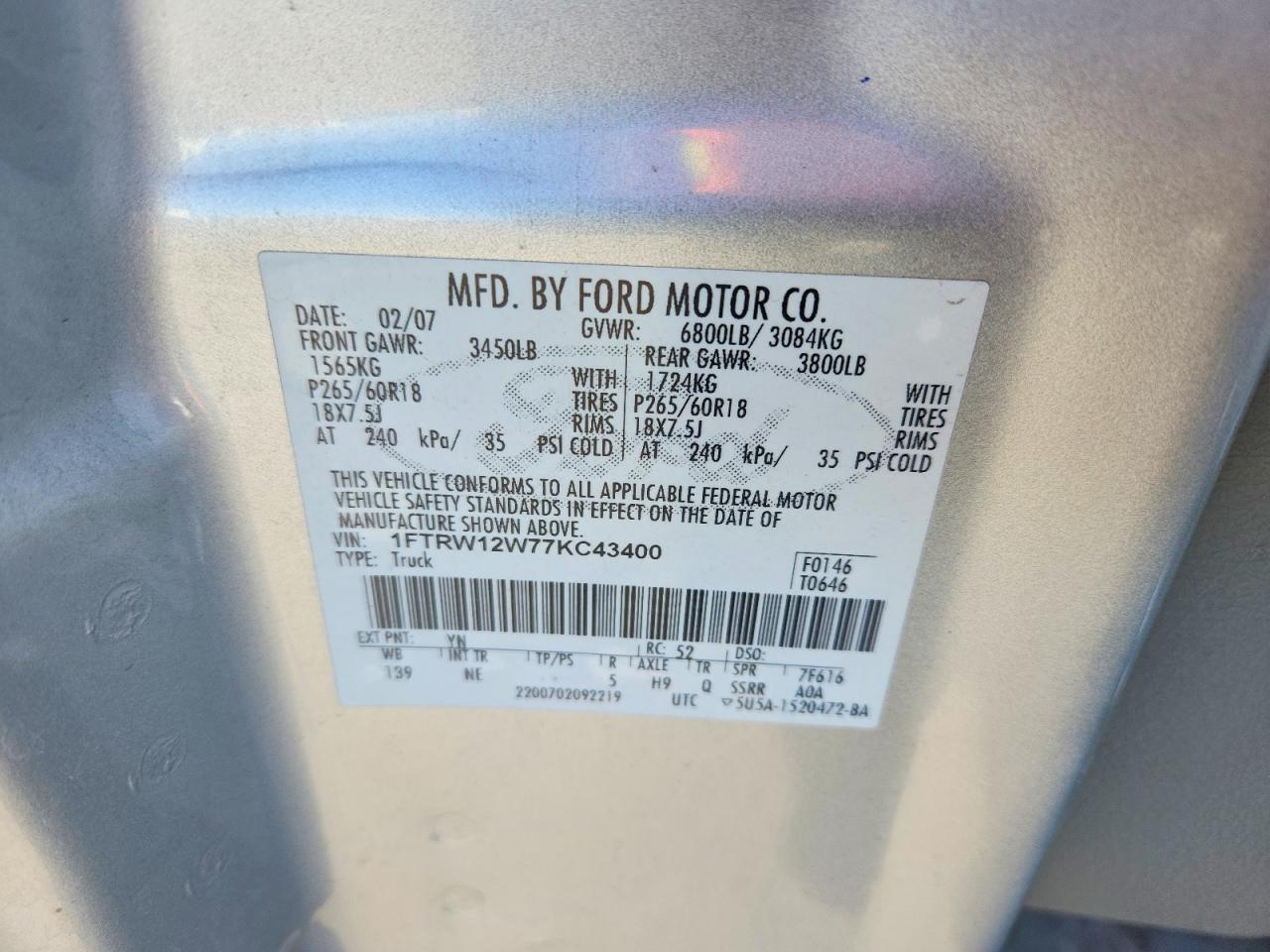 2007 FORD F150 SUPERCREW photo 12