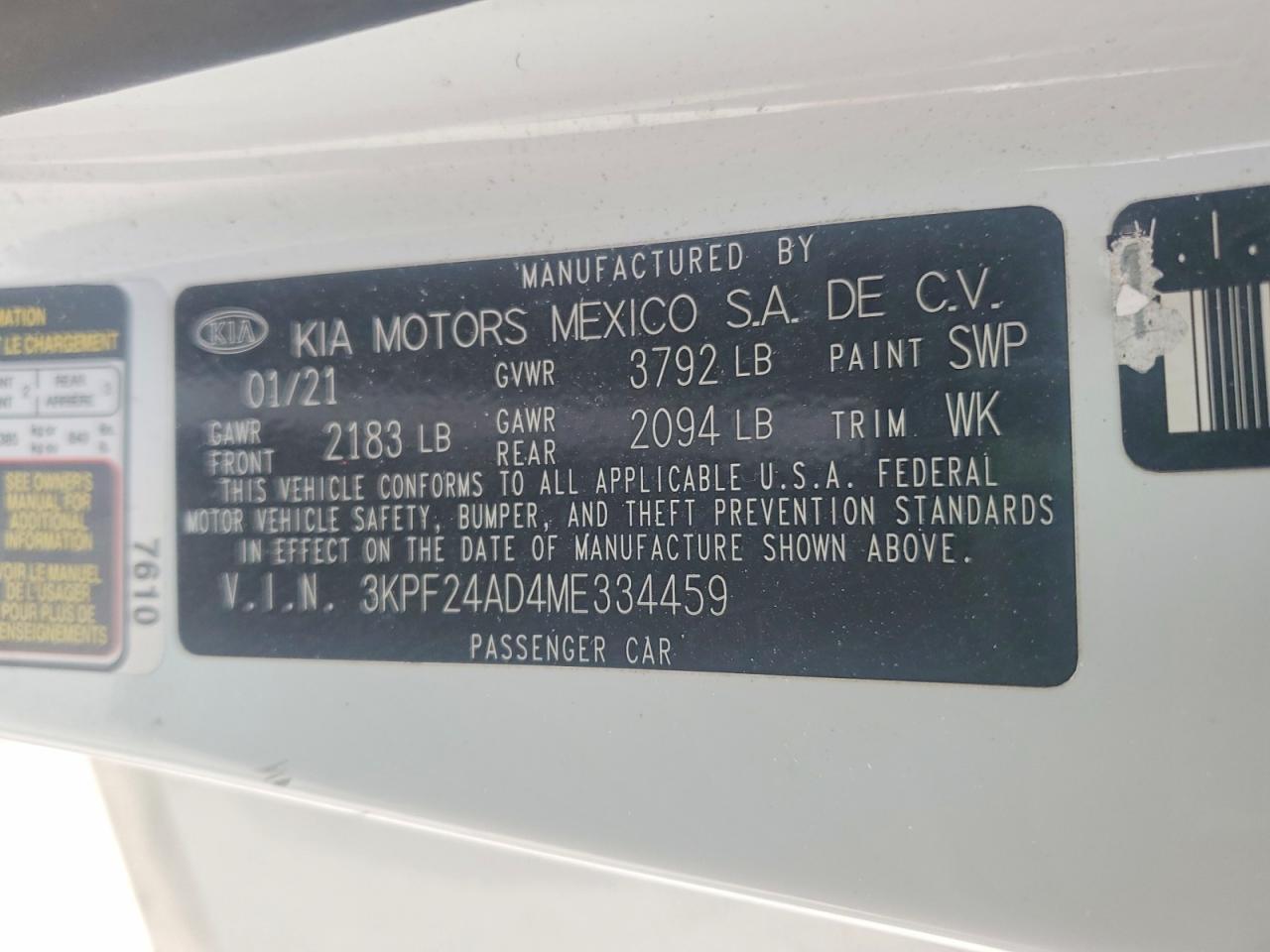 2021 KIA FORTE FE photo 23