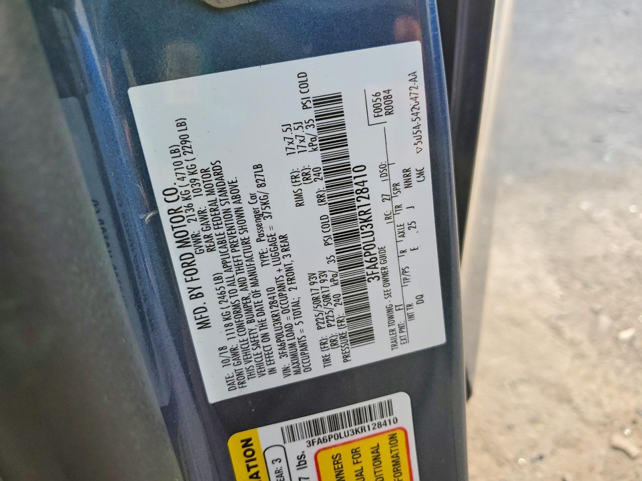 2019 FORD FUSION SE photo 12