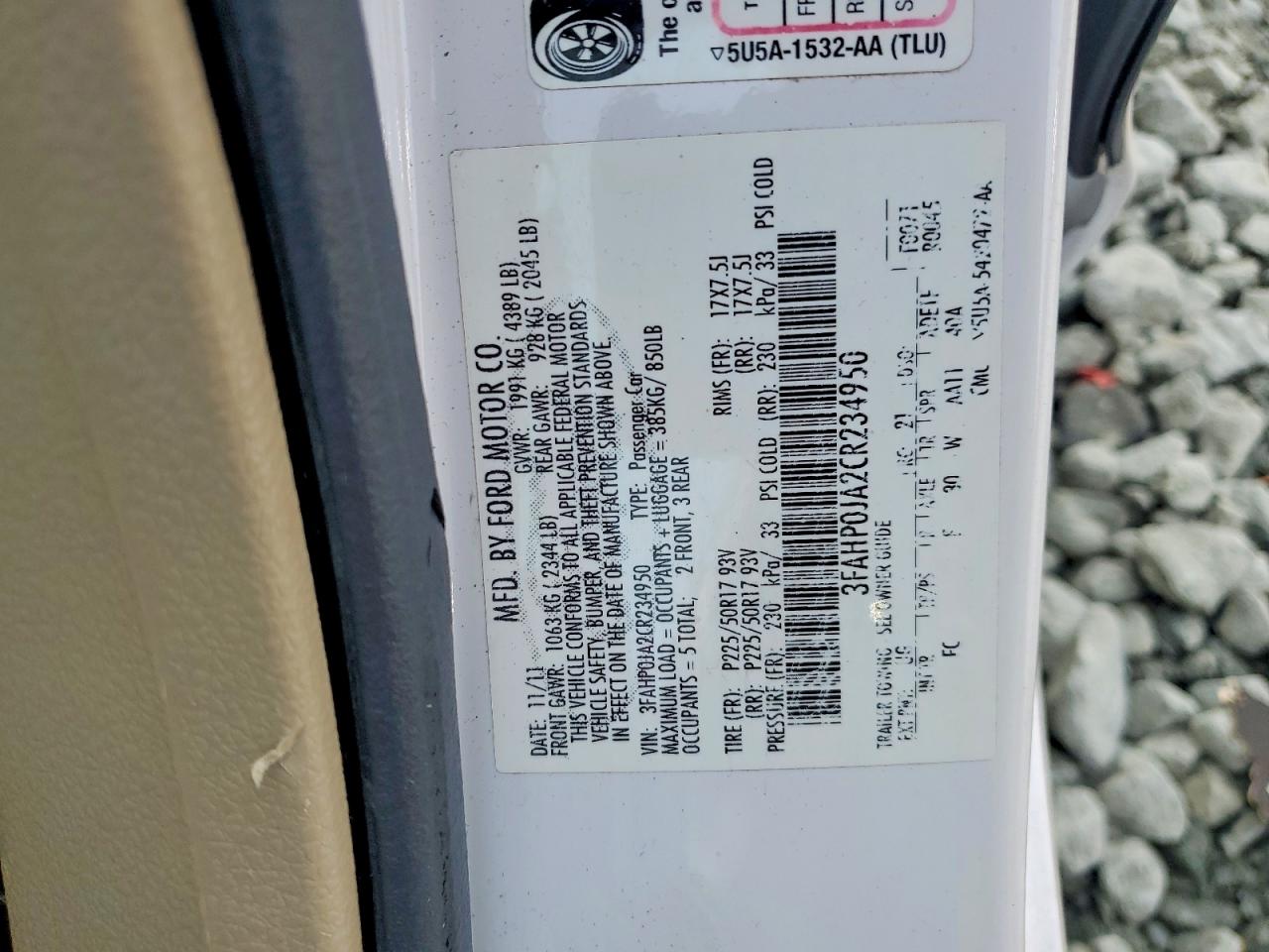 2012 FORD FUSION SEL photo 12