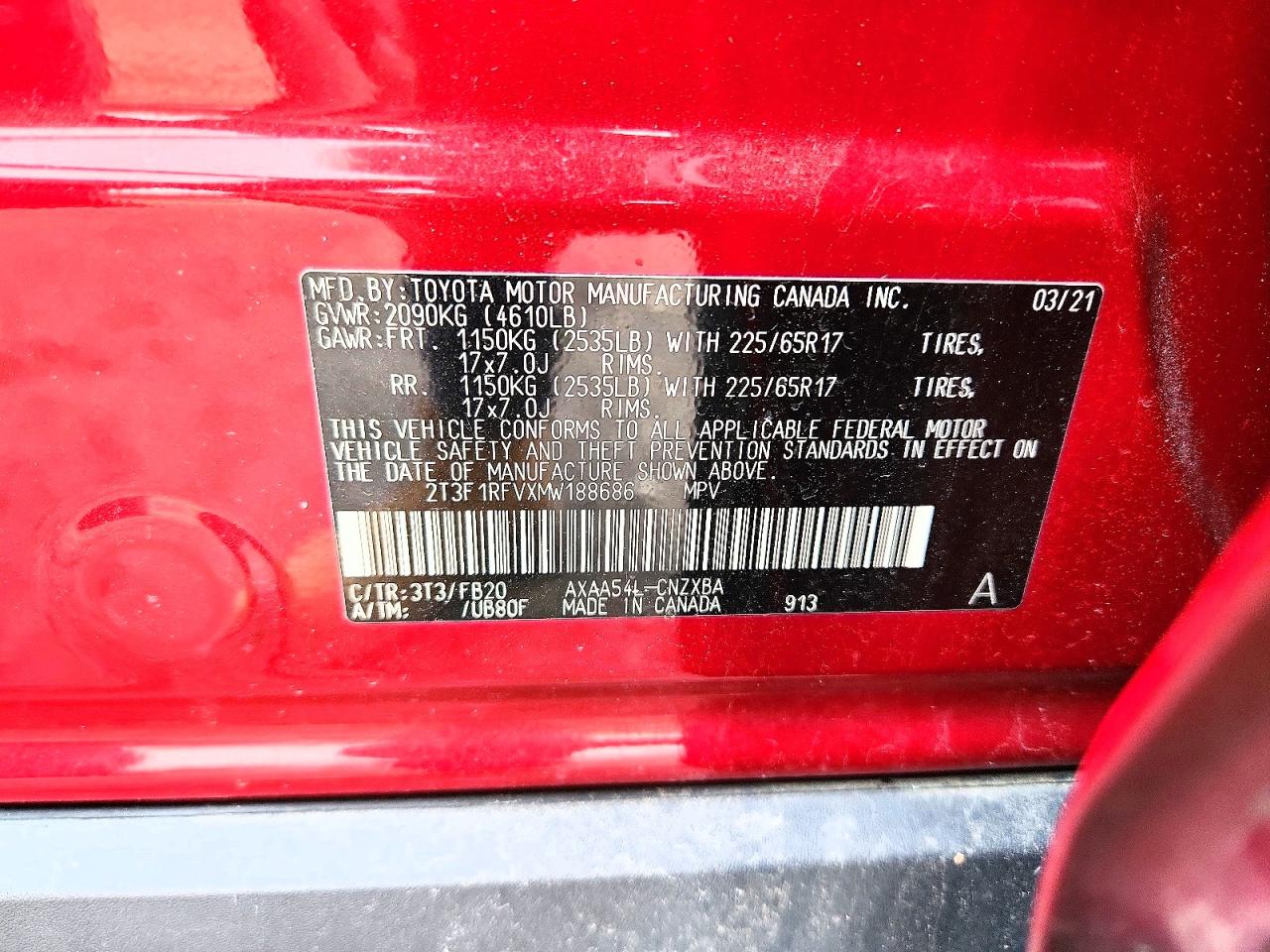 2021 TOYOTA RAV4 LE photo 13