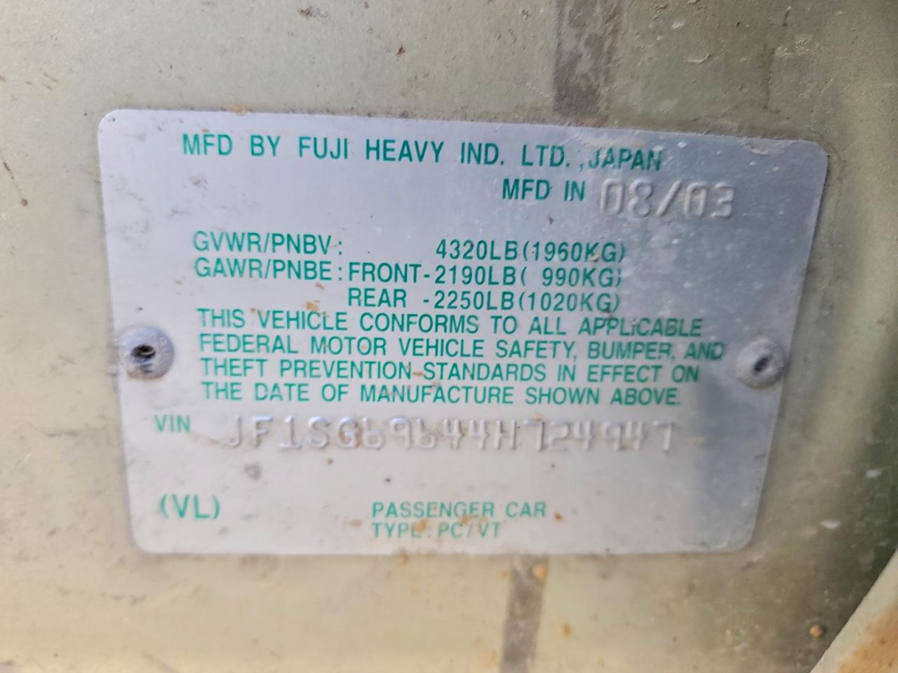 2004 SUBARU FORESTER 2.5XT photo 25