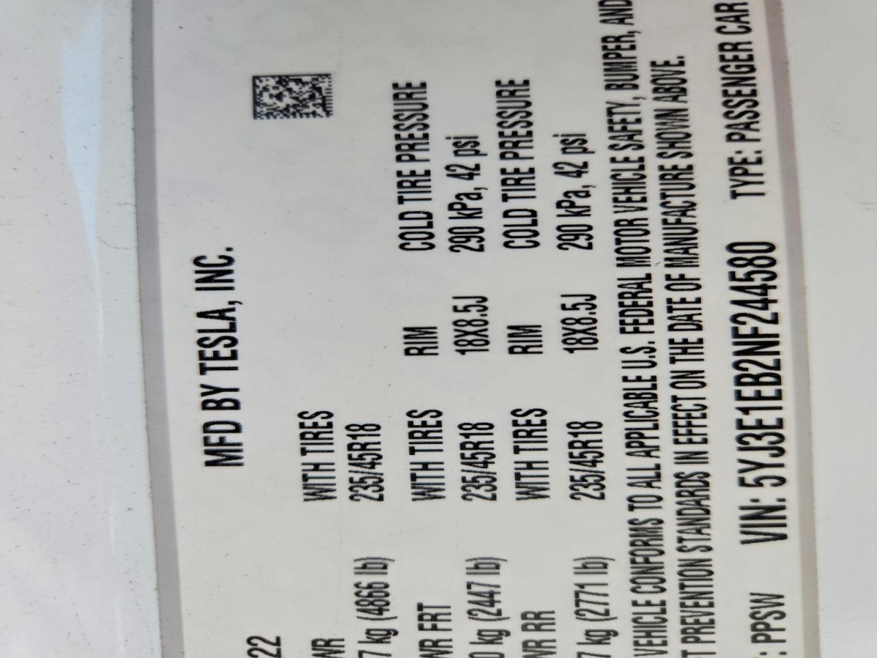 2022 TESLA MODEL 3 photo 34