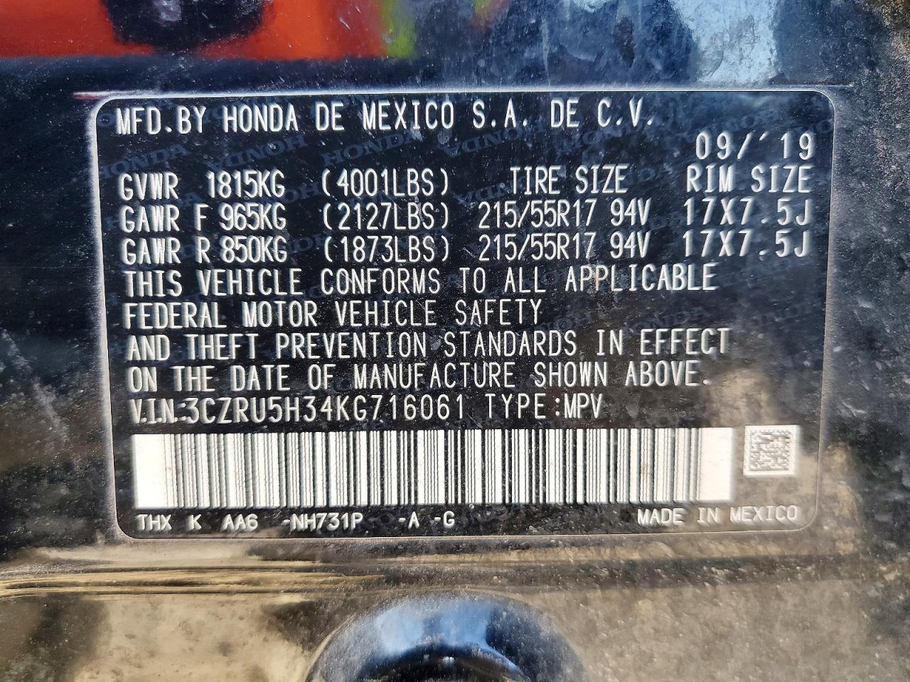 2019 HONDA HR-V LX photo 27