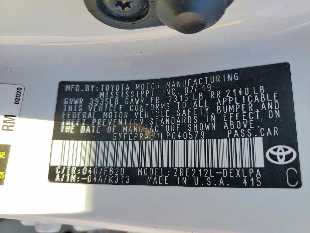 2020 TOYOTA COROLLA LE photo 23