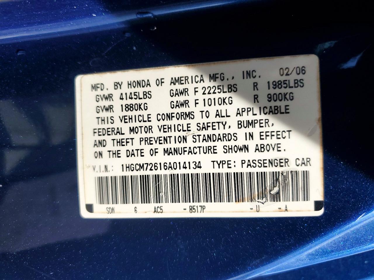 2006 HONDA ACCORD EX photo 37