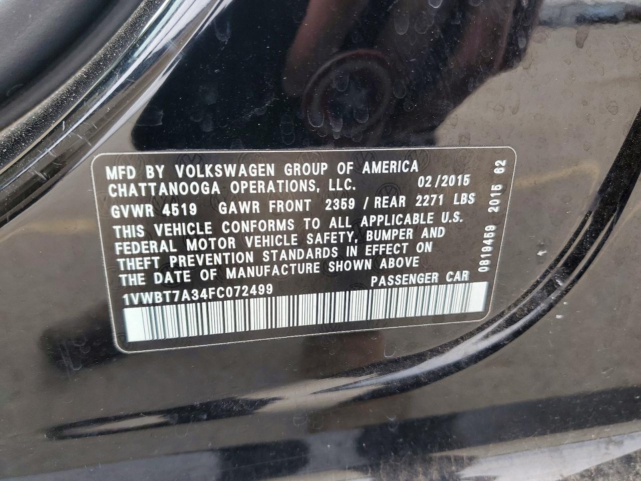 2015 VOLKSWAGEN PASSAT SE photo 34