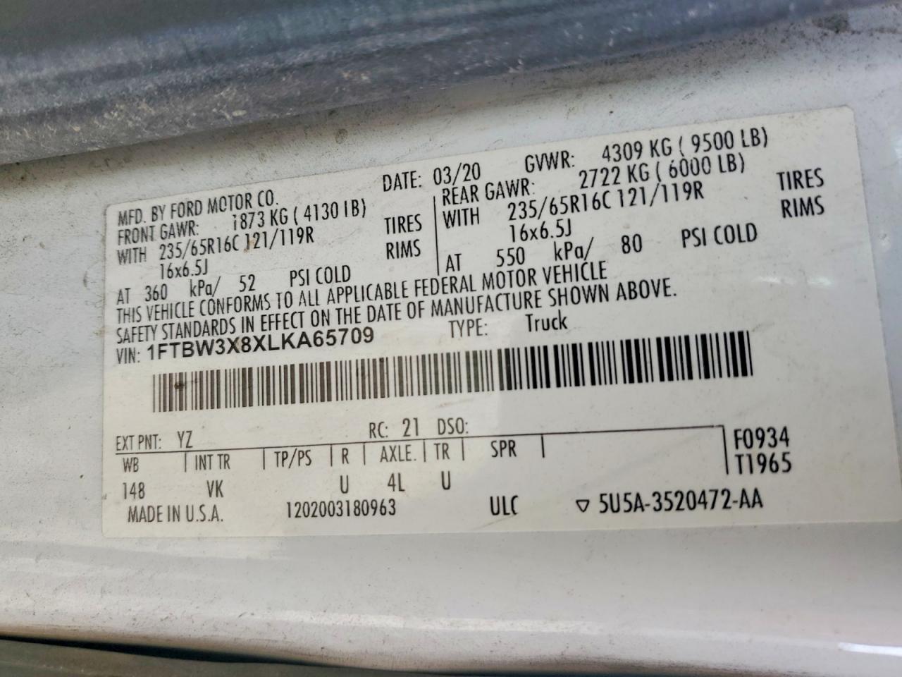 2020 FORD TRANSIT T-350 photo 25