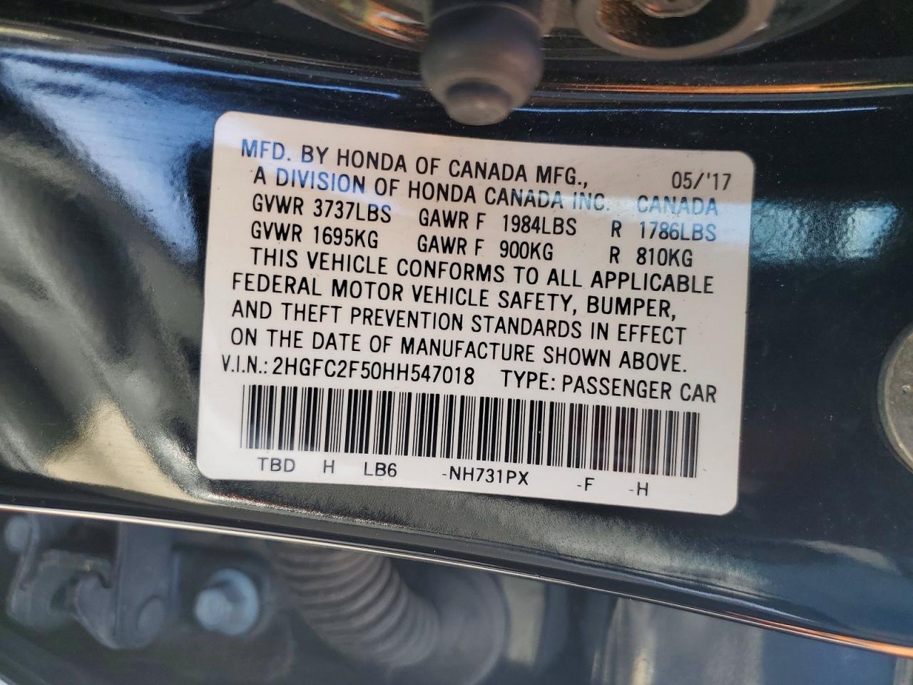 2017 HONDA CIVIC LX photo 12