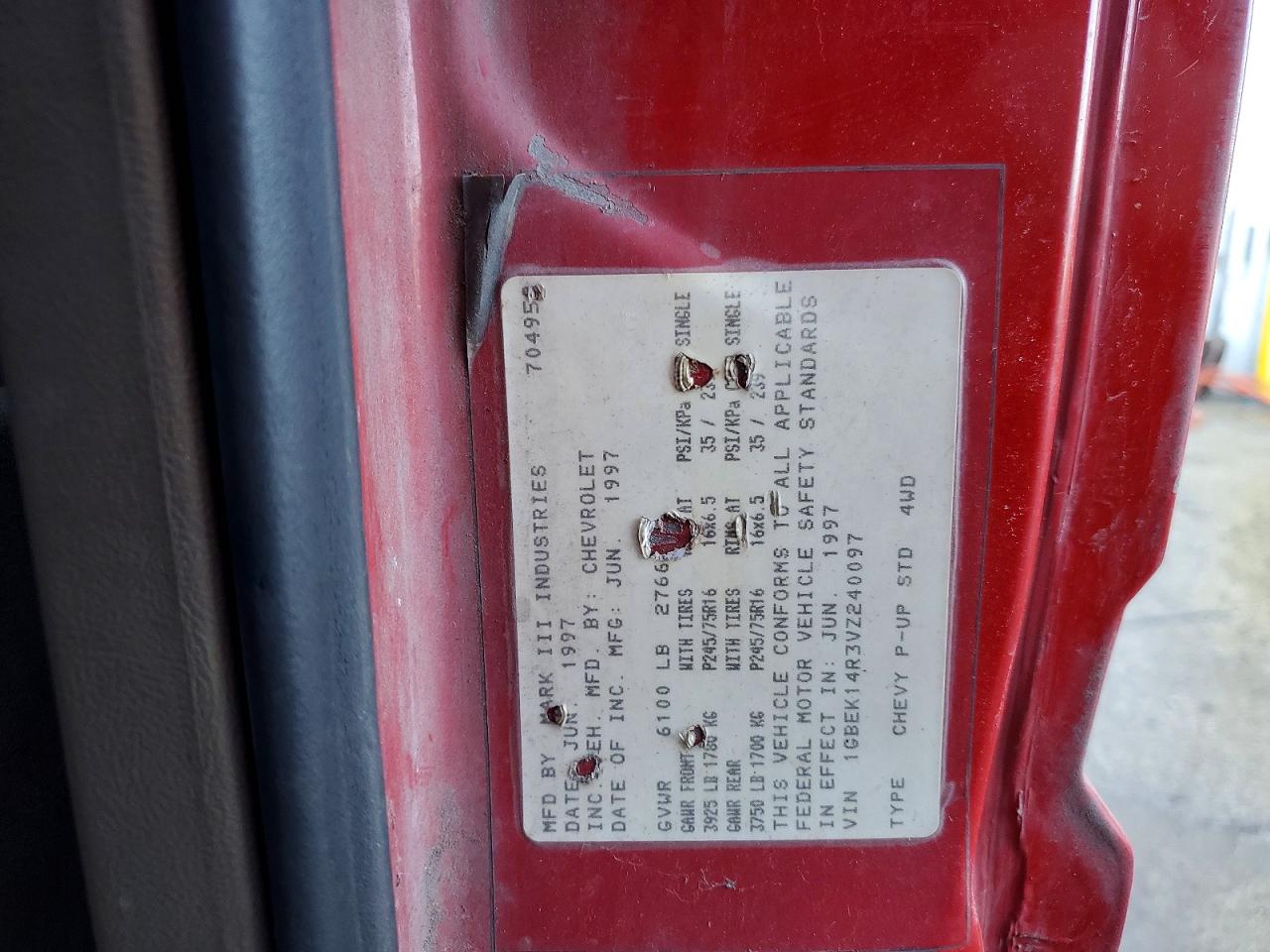 1997 CHEVROLET GMT-400 K1500 photo 37