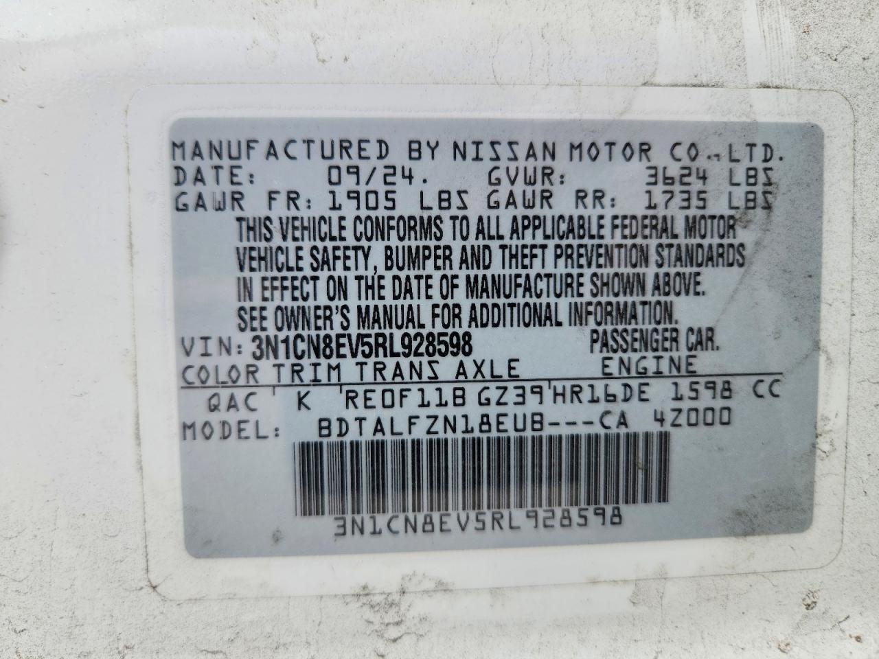 2024 NISSAN VERSA SV photo 12