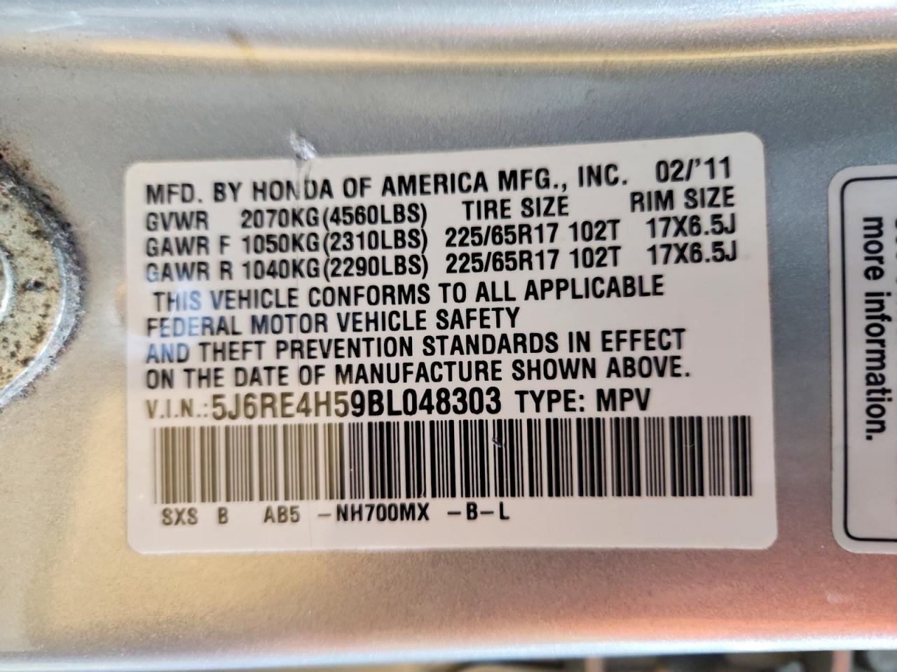 2011 HONDA CR-V EX photo 37