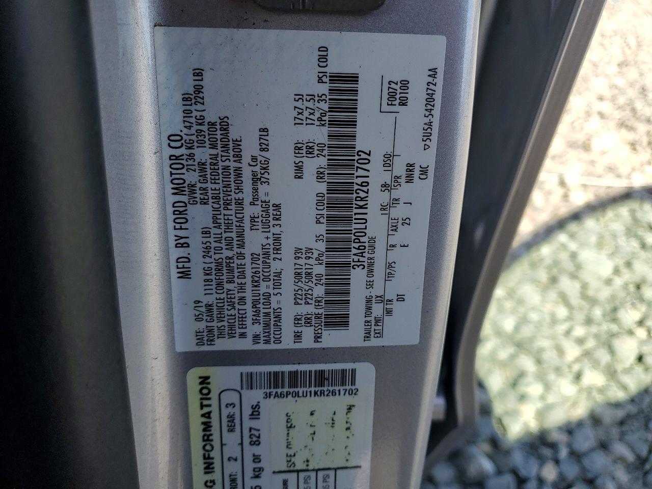 2019 FORD FUSION SE photo 13
