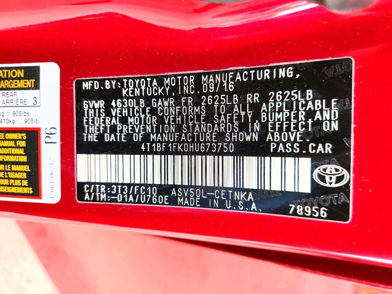 2017 TOYOTA CAMRY LE photo 34