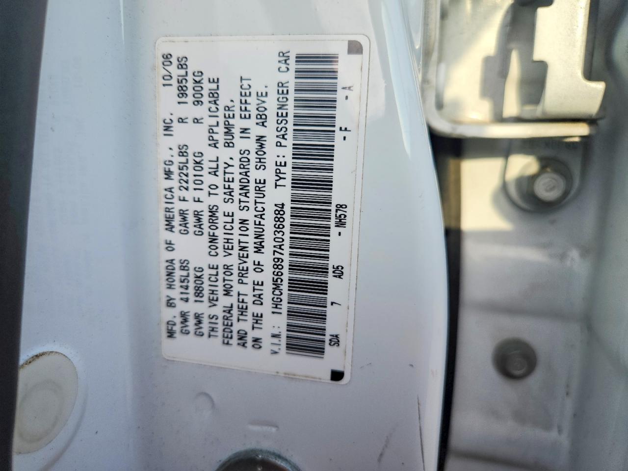 2007 HONDA ACCORD EX photo 23