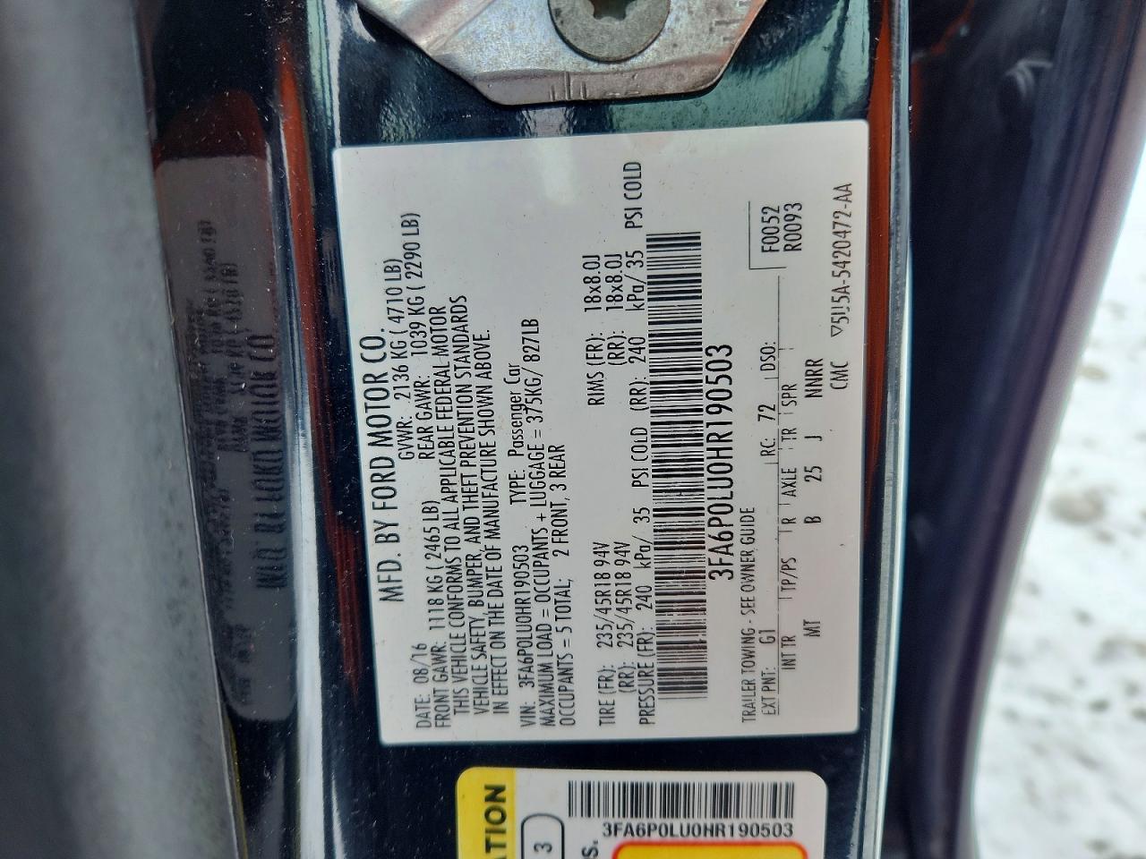 2017 FORD FUSION SE HYBRID photo 12