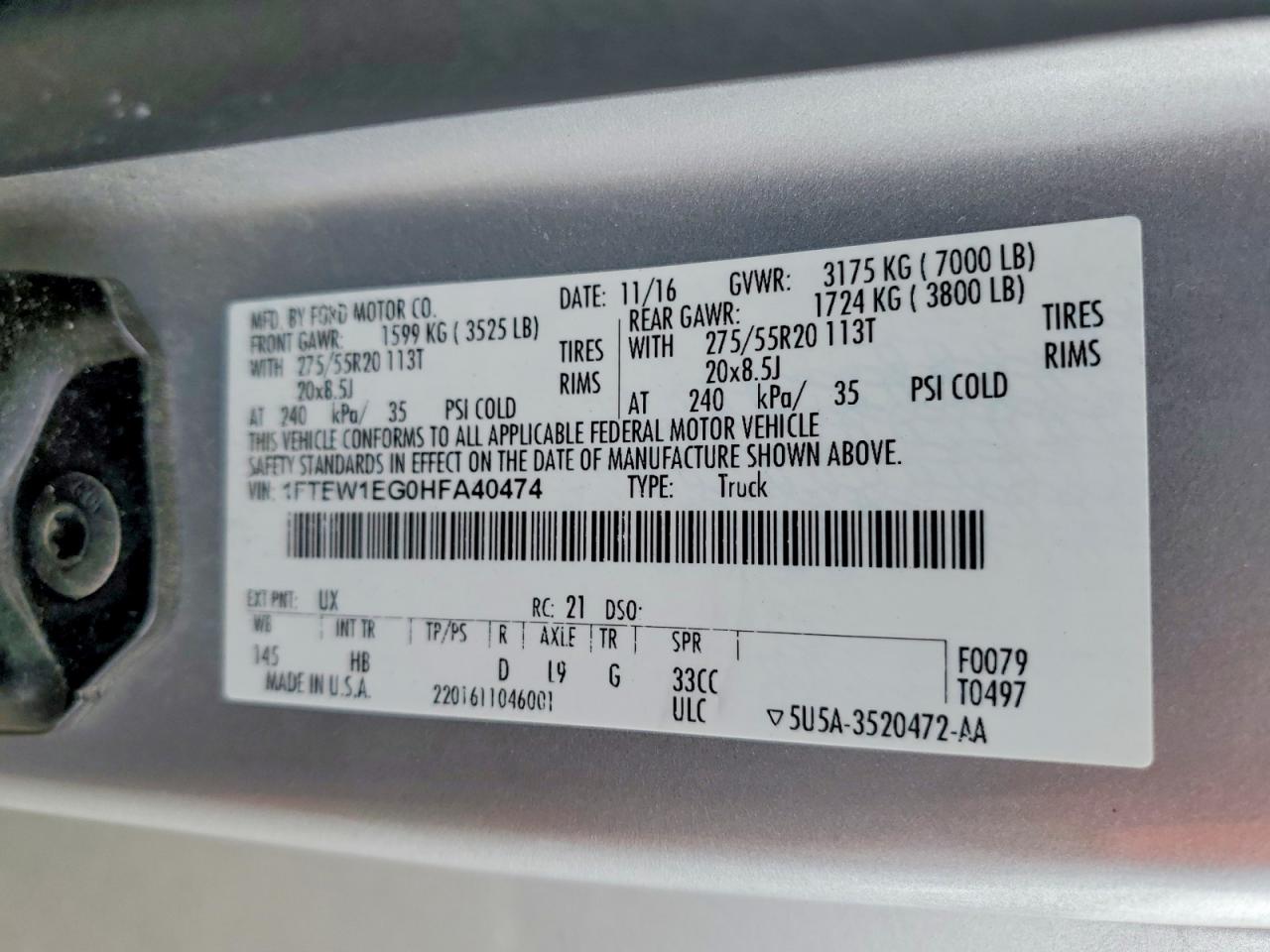 2017 FORD F150 SUPERCREW photo 12