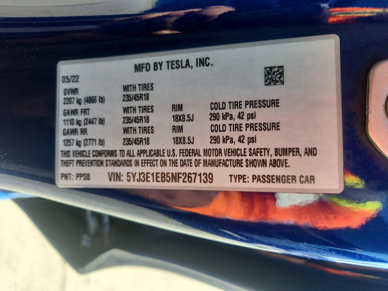 2022 TESLA MODEL 3 photo 12