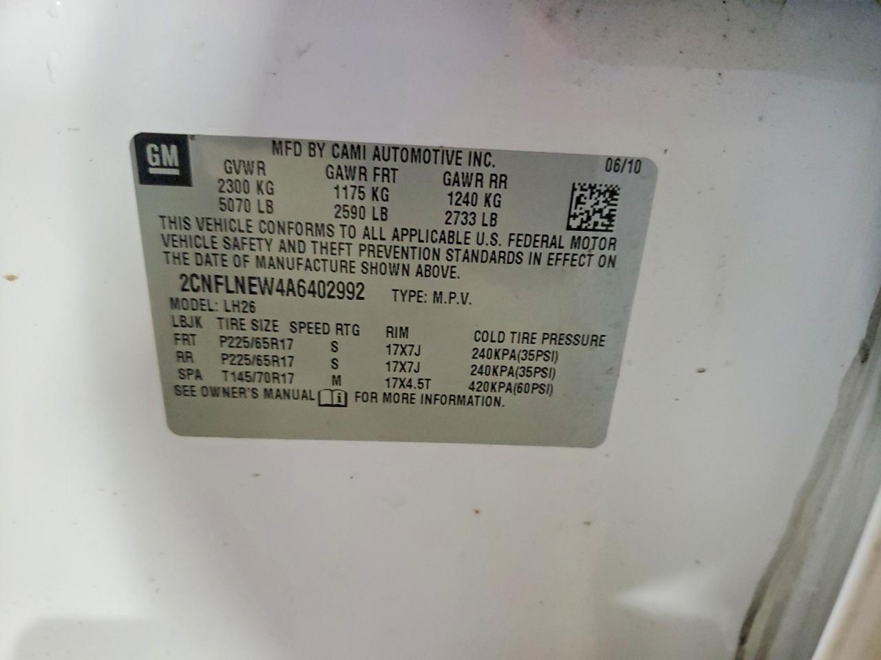 2010 CHEVROLET EQUINOX LT photo 13