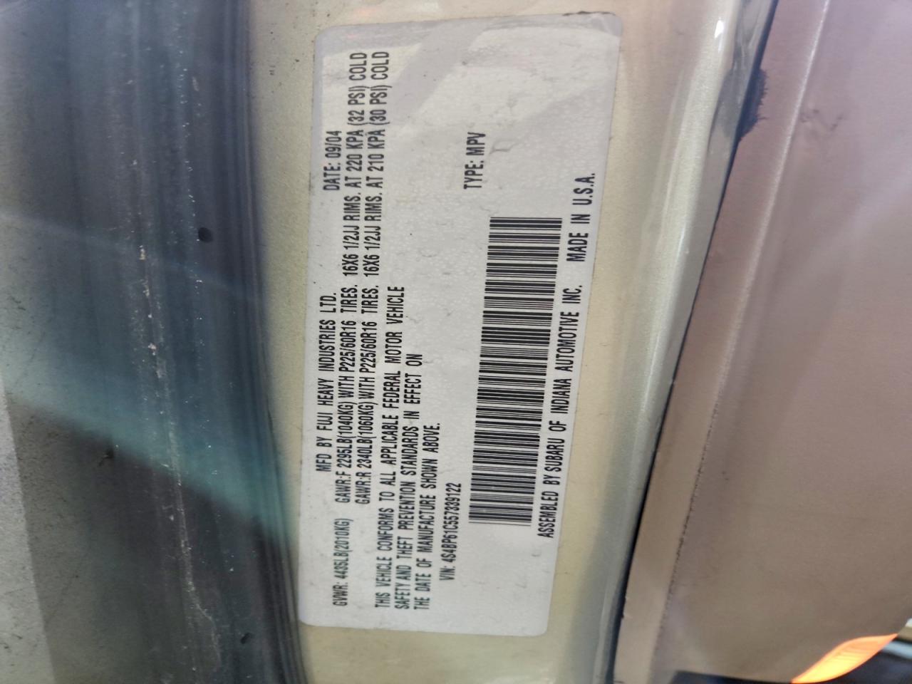 2005 SUBARU LEGACY OUTBACK 2.5I photo 34