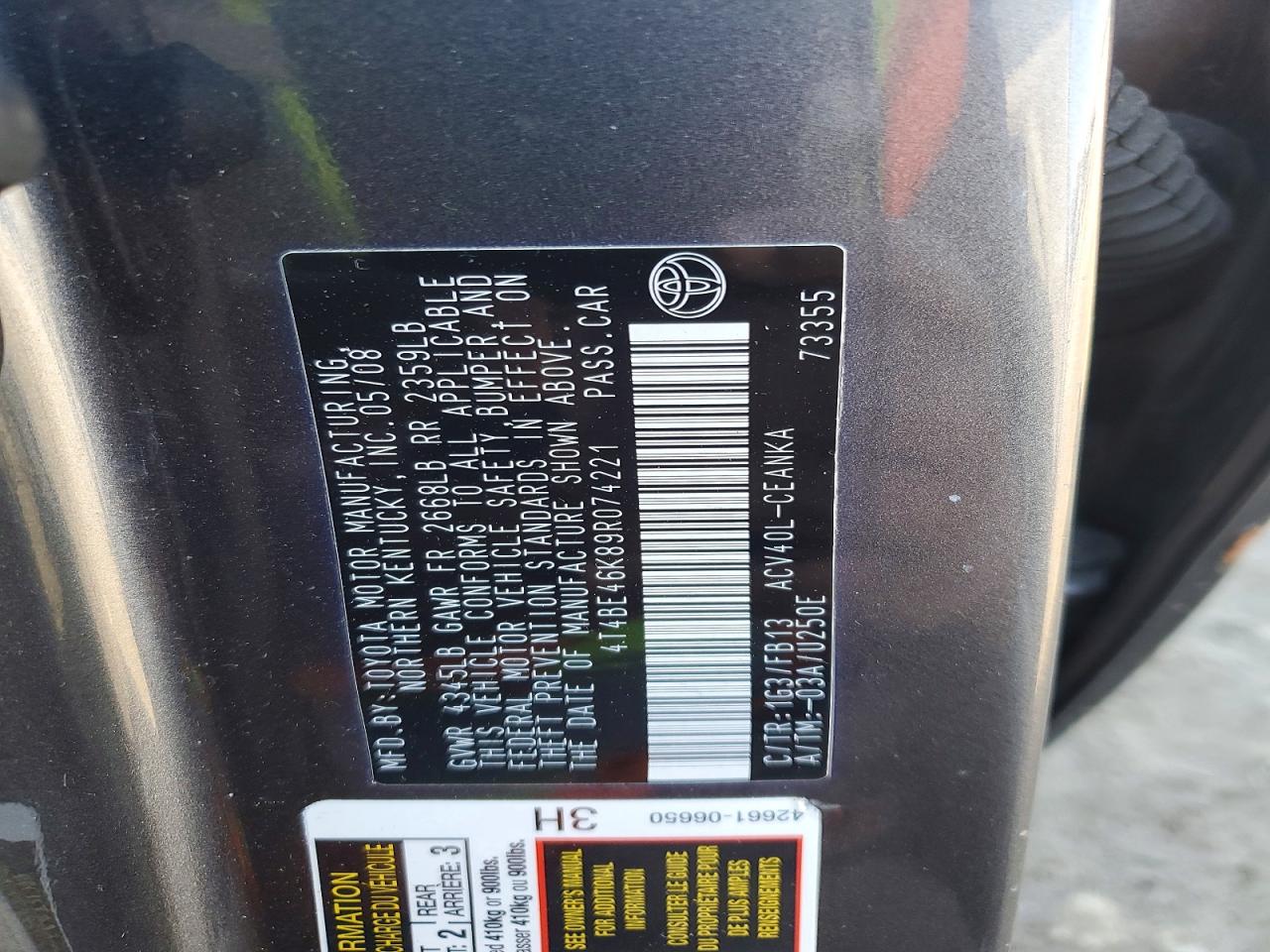 2009 TOYOTA CAMRY LE photo 23