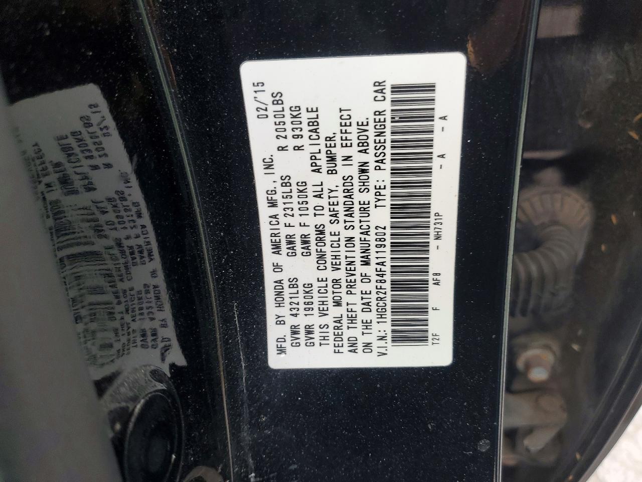 2015 HONDA ACCORD EXL photo 12