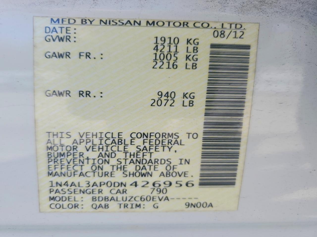 2013 NISSAN ALTIMA 2.5 photo 13