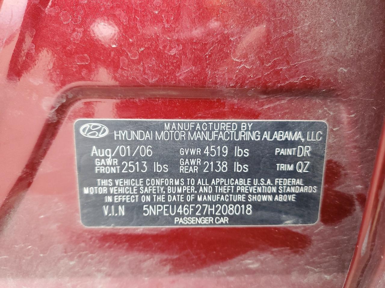 2007 HYUNDAI SONATA SE photo 25