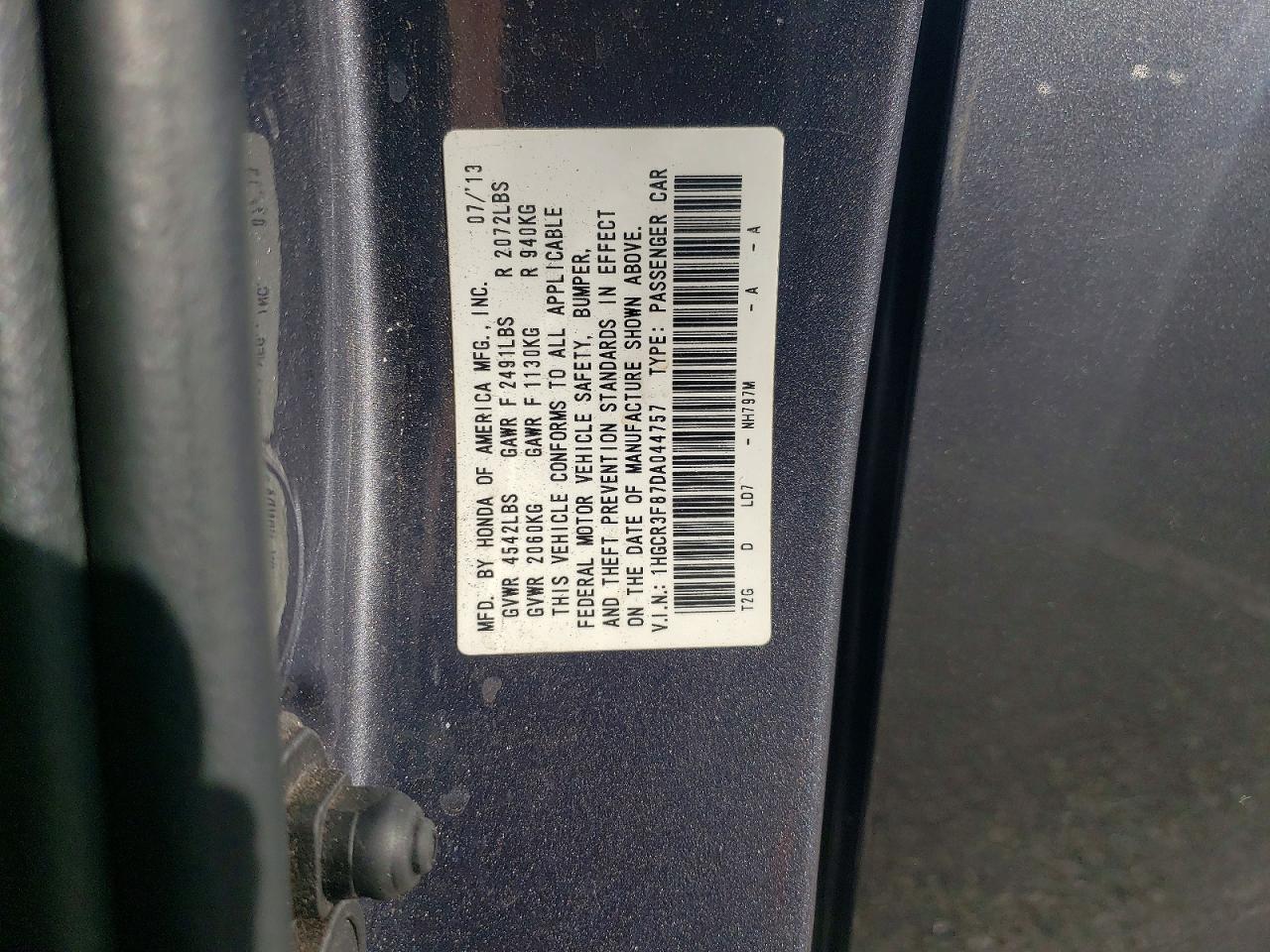 2013 HONDA ACCORD EXL photo 12