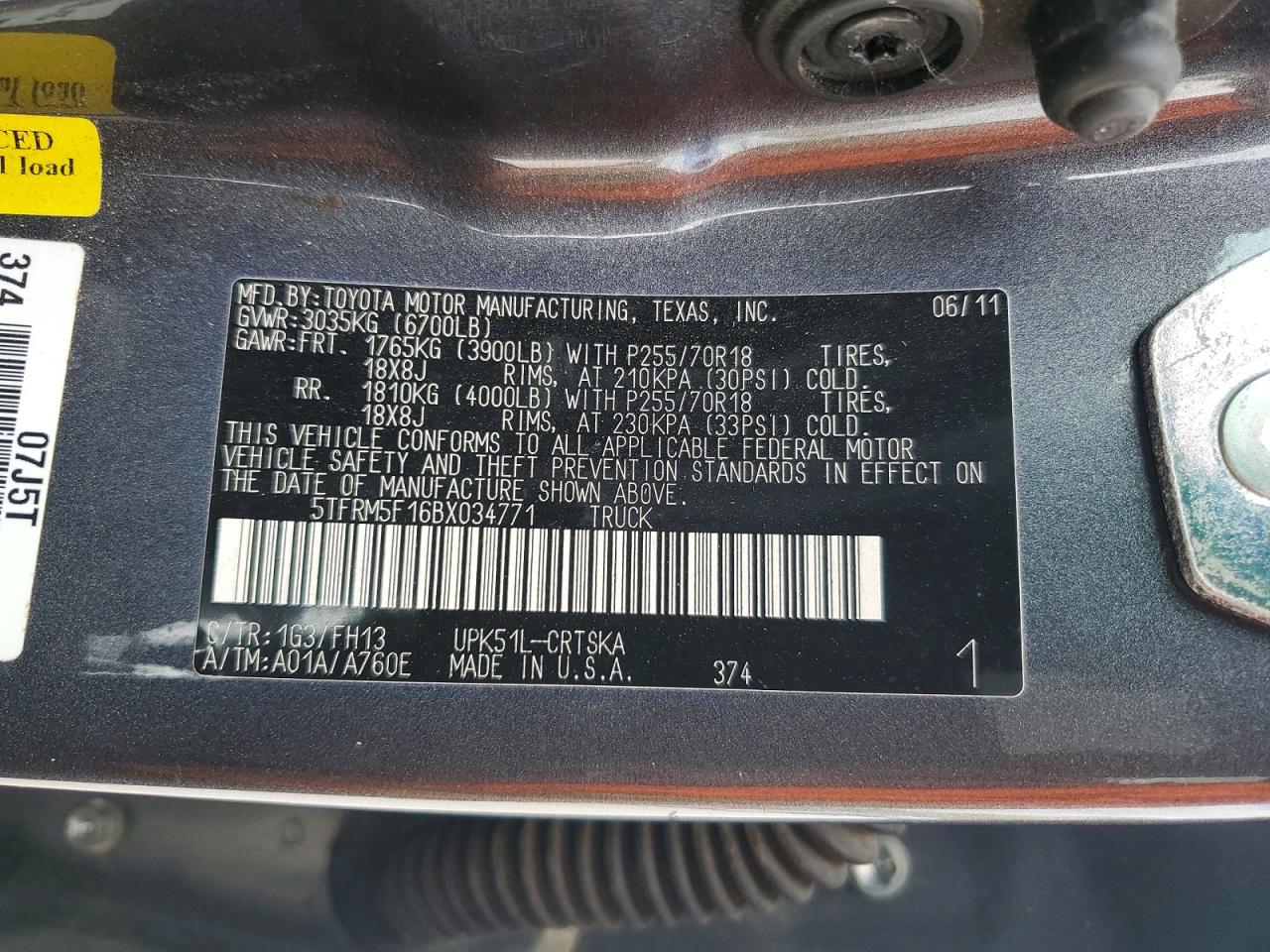 2011 TOYOTA TUNDRA GRADE photo 13