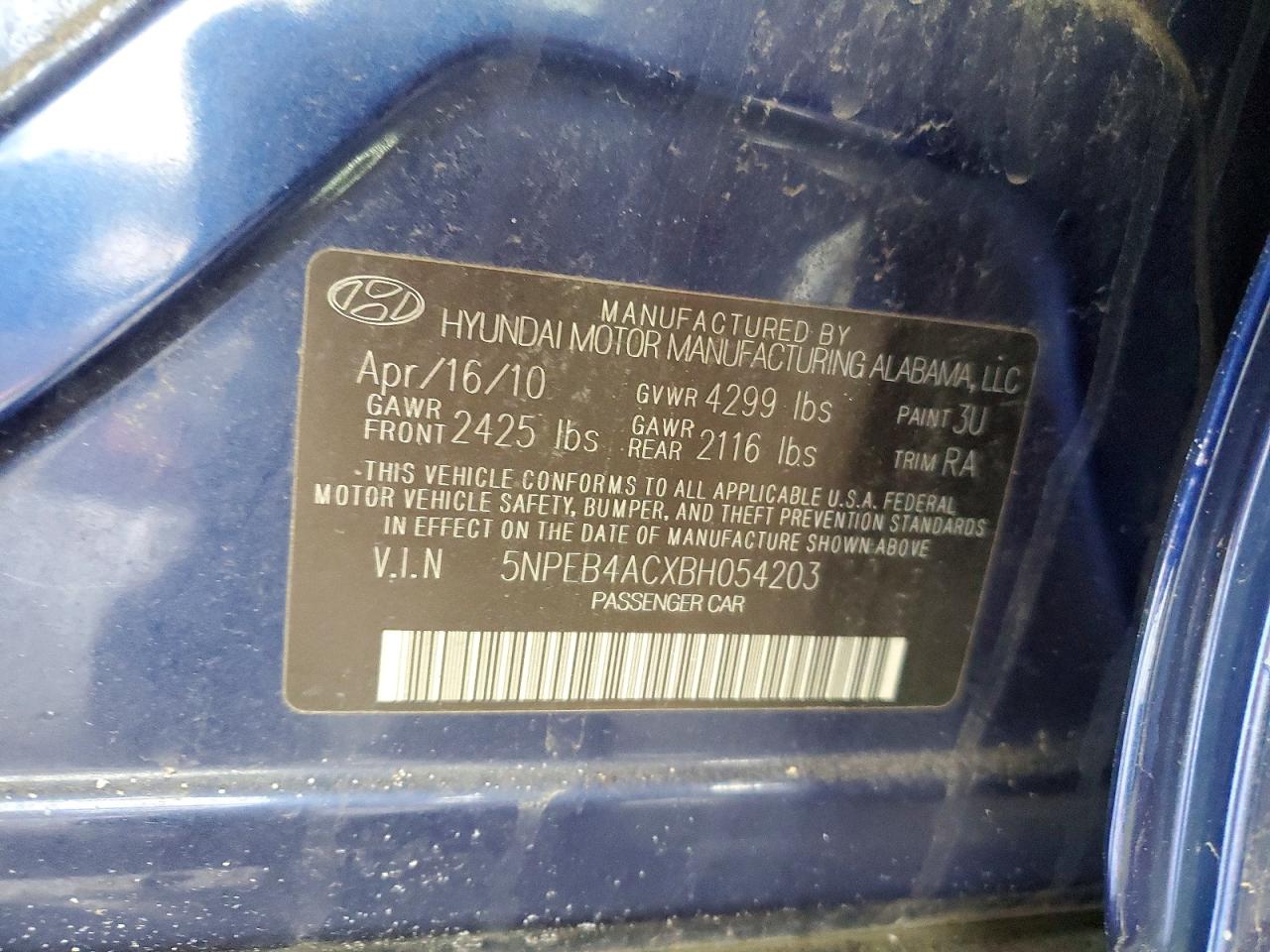 2011 HYUNDAI SONATA GLS photo 12